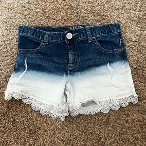 ⭐️EUC - Justice - Blue & White with Lace Denim Jean Shorts Girls Size 12